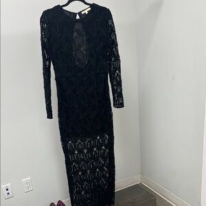 Maje Black Long Sleeve Lace Dress